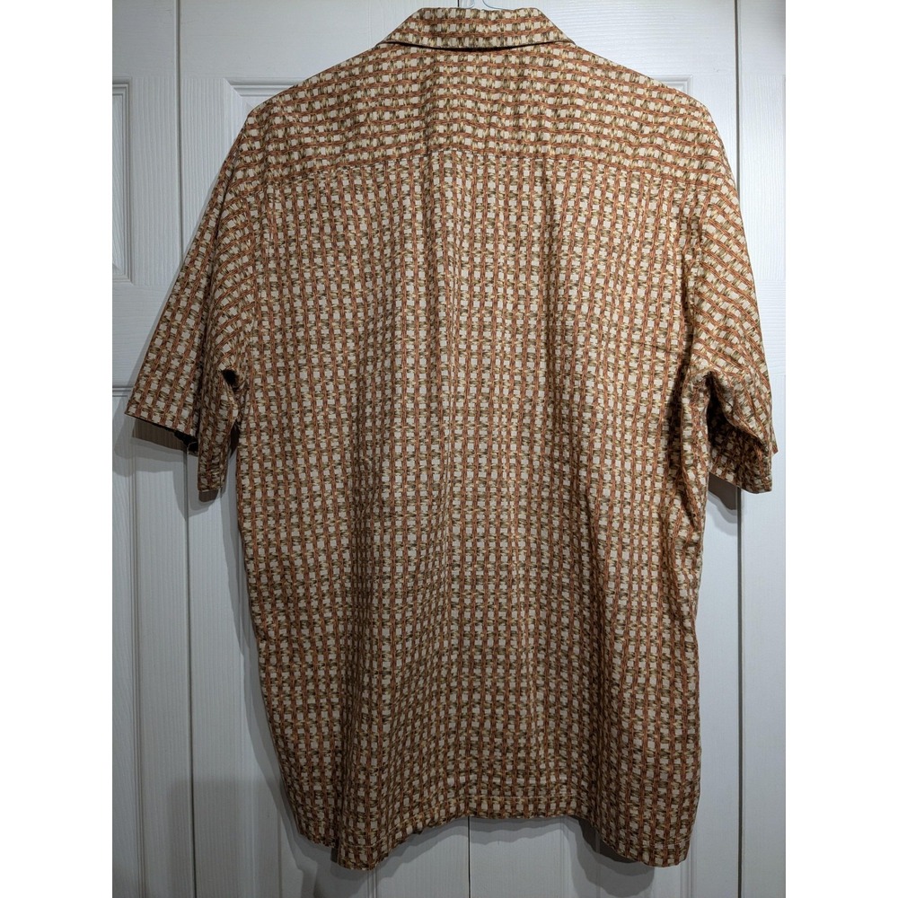 Vtg Tori Richard Shirt Men L Brown Geometric Cotton Lawn Hawaiian Aloha Camp EUC - Picture 6 of 14